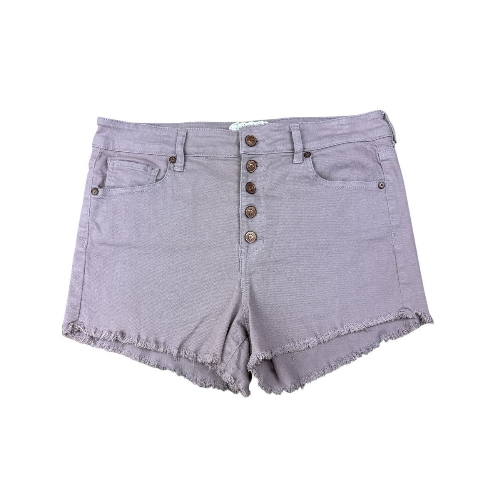 Altar'd State High Waisted Cut Off Denim Shorts Shadow Grey Button Fly Size 30